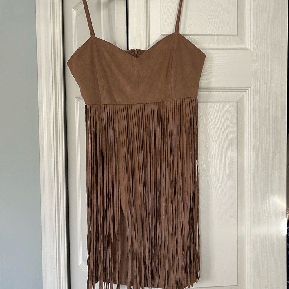BB Dakota Brown Fringe Minin Dress